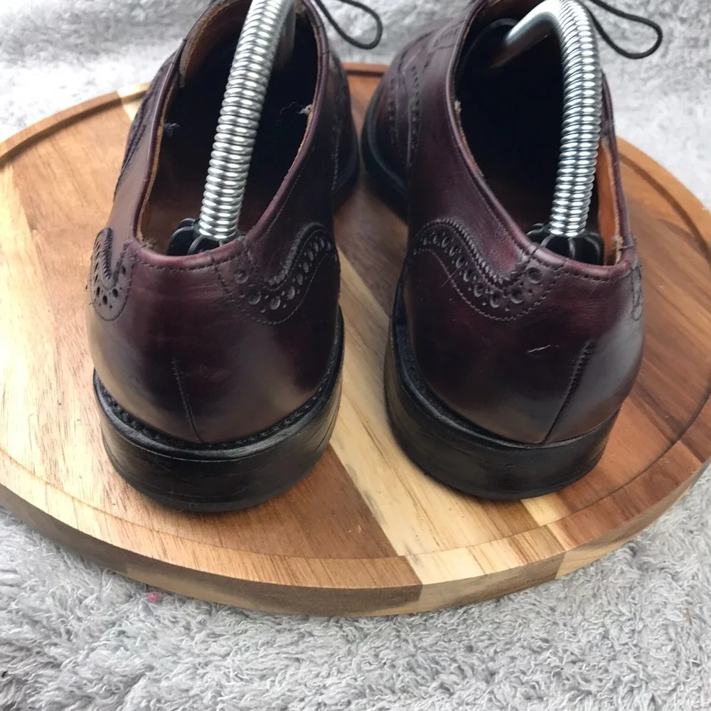 Allen Edmonds Ashland Dress Shoe Mens 9.5D Burgundy Wingtip Derby Oxford Leather
